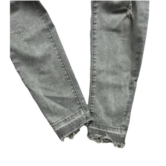 Free People We The Free Jeans Women 28 Gray Denim Paint Splatter Raw Hem Skinny - Picture 9 of 13